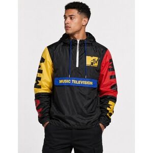 MTV Music Television Lightweight Quarter Zip Pullover Windbreaker Jacket Men's M